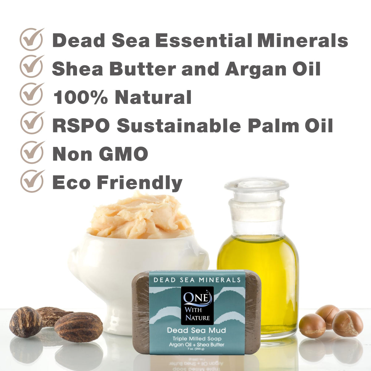 One With Nature Dead Sea Mud Soap side view