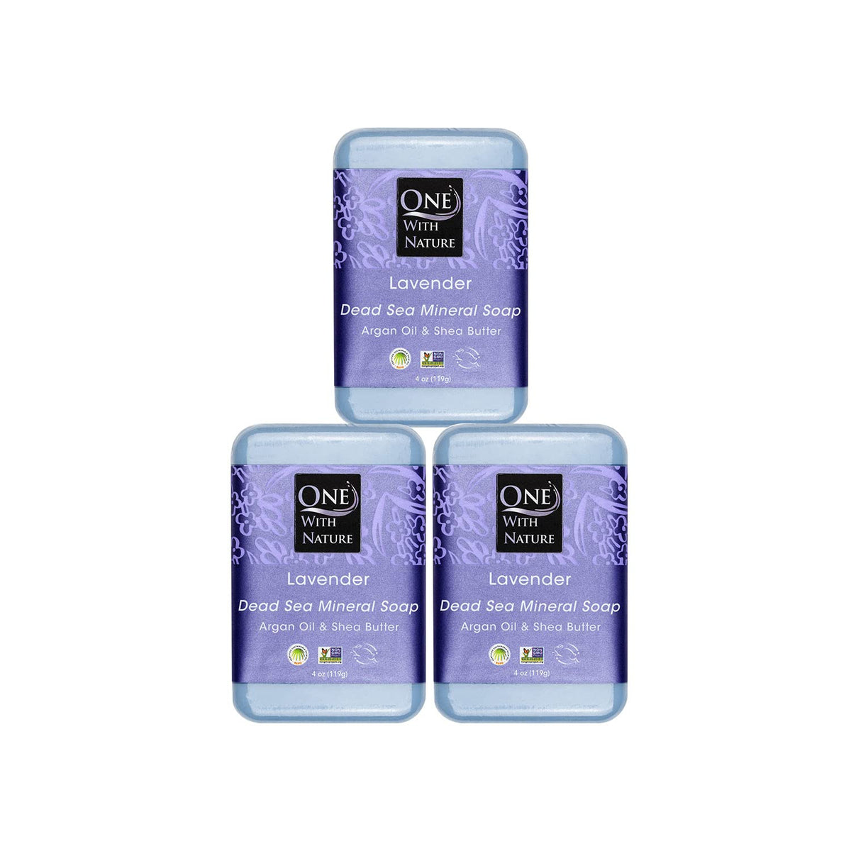 One With Nature Dead Sea Salt Lavender Soap 4oz front view