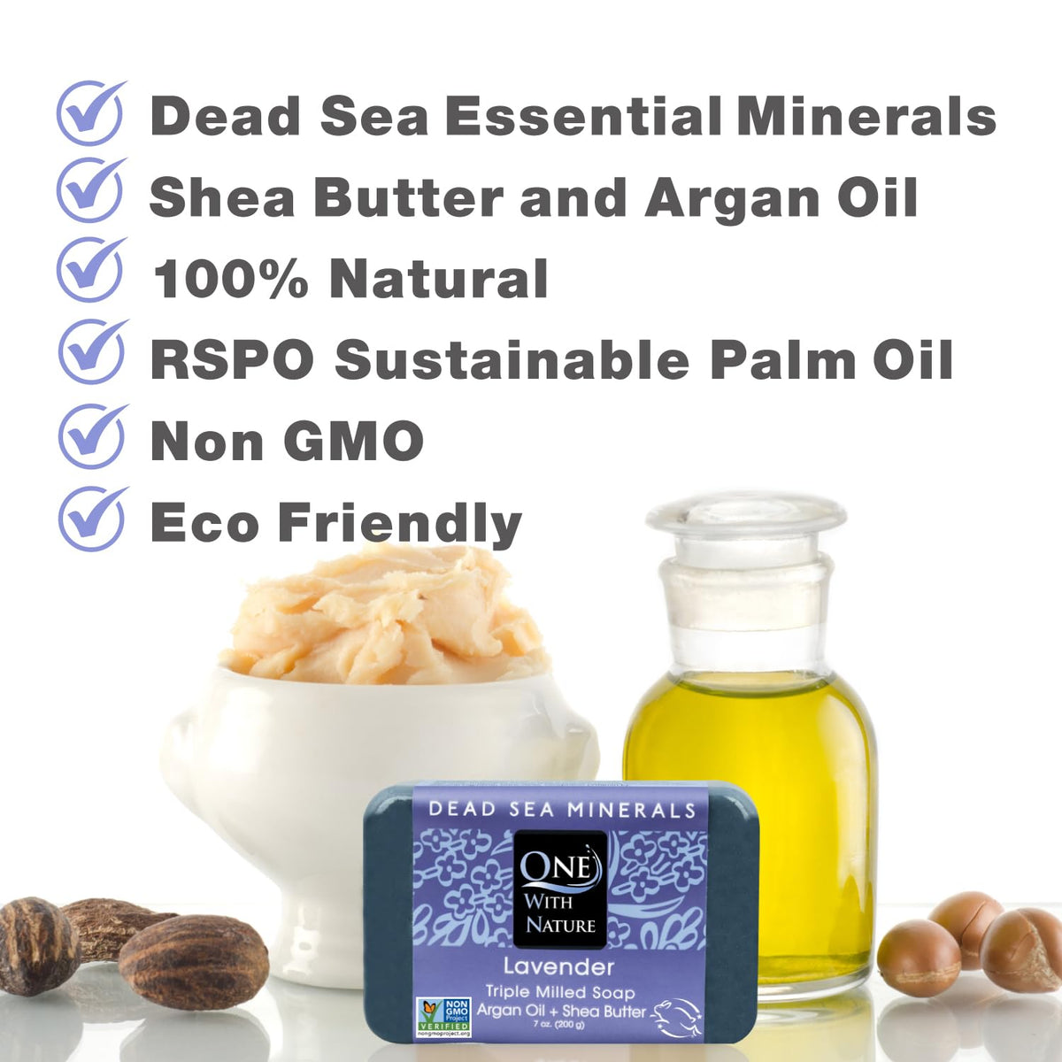 One With Nature Dead Sea Salt Lavender Soap 4oz packaging