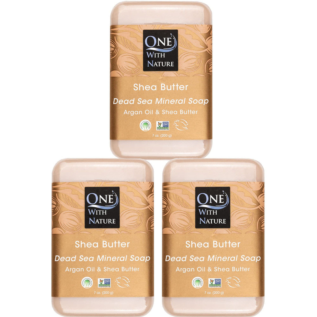 One With Nature Dead Sea Salt Shea Butter Soap 3-Pack front view