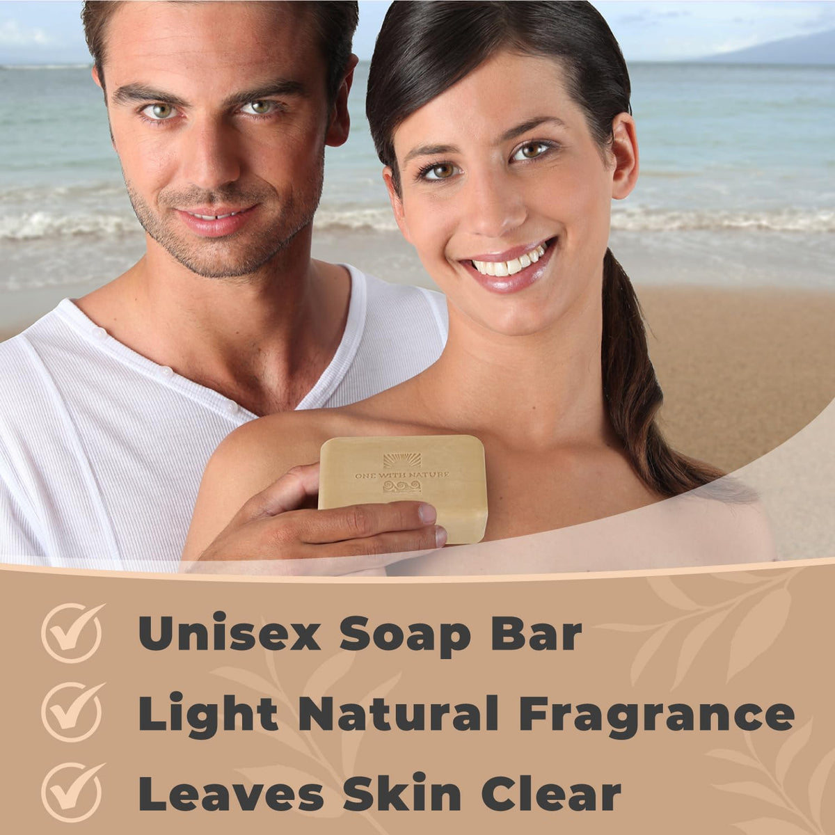 One With Nature Dead Sea Salt Shea Butter Soap in use on skin