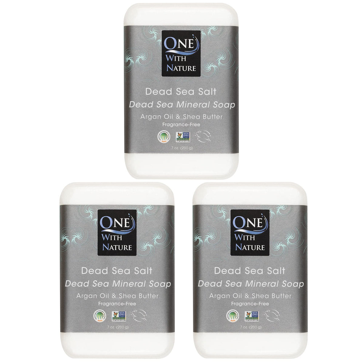 One With Nature Dead Sea Salt Soap 3 Pack front view