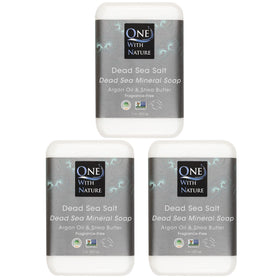 One With Nature Dead Sea Salt Soap 3 Pack front view