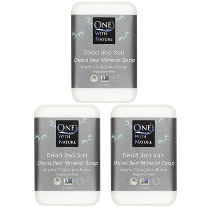 One With Nature Dead Sea Salt Soap 3 Pack front view