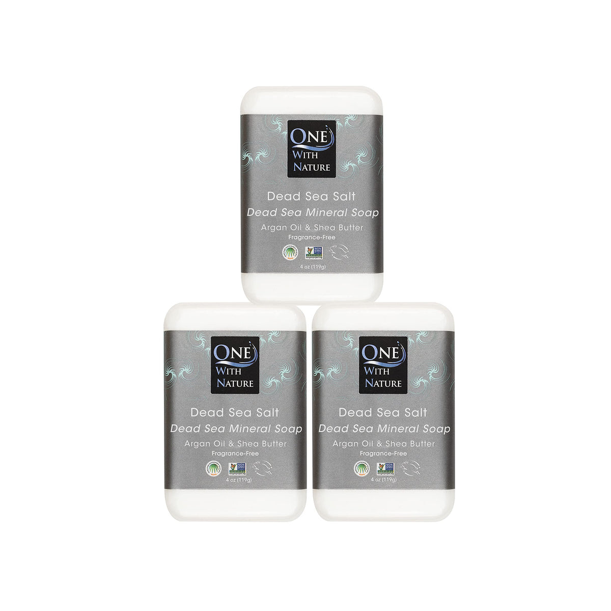 One With Nature Dead Sea Salt Soap 4oz bar front view