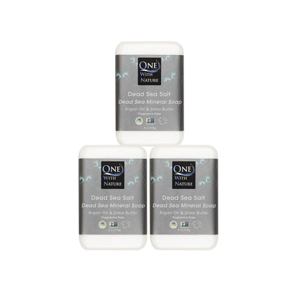 One With Nature Dead Sea Salt Soap 4oz bar front view