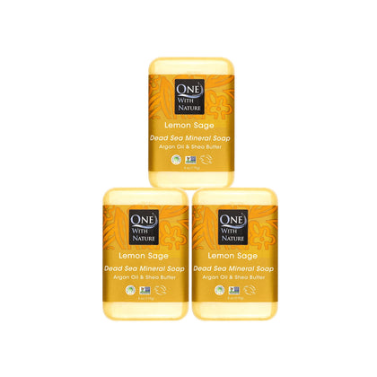 One With Nature Dead Sea Salt Soap 4oz front view with packaging