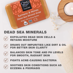 One With Nature Dead Sea Salt Turmeric Soap 4oz side view