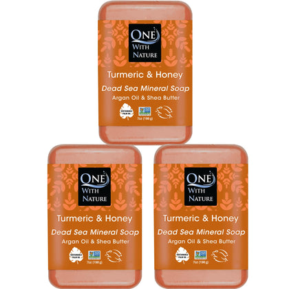 One With Nature Dead Sea Salt Turmeric Soap 7oz front view