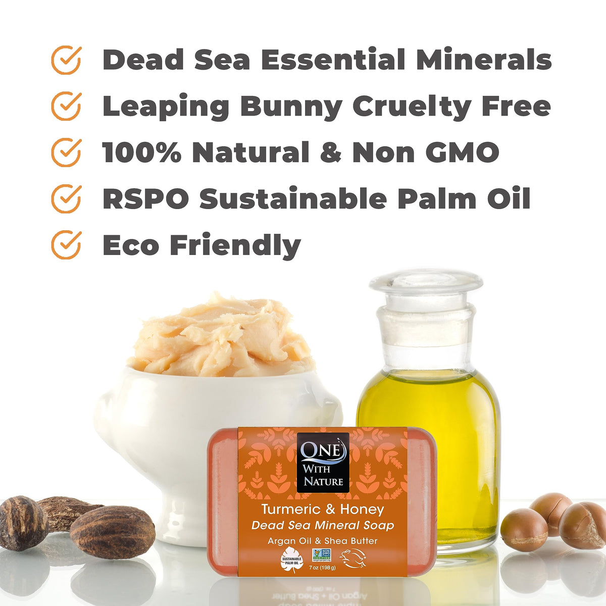 One With Nature Dead Sea Salt Turmeric Soap packaging