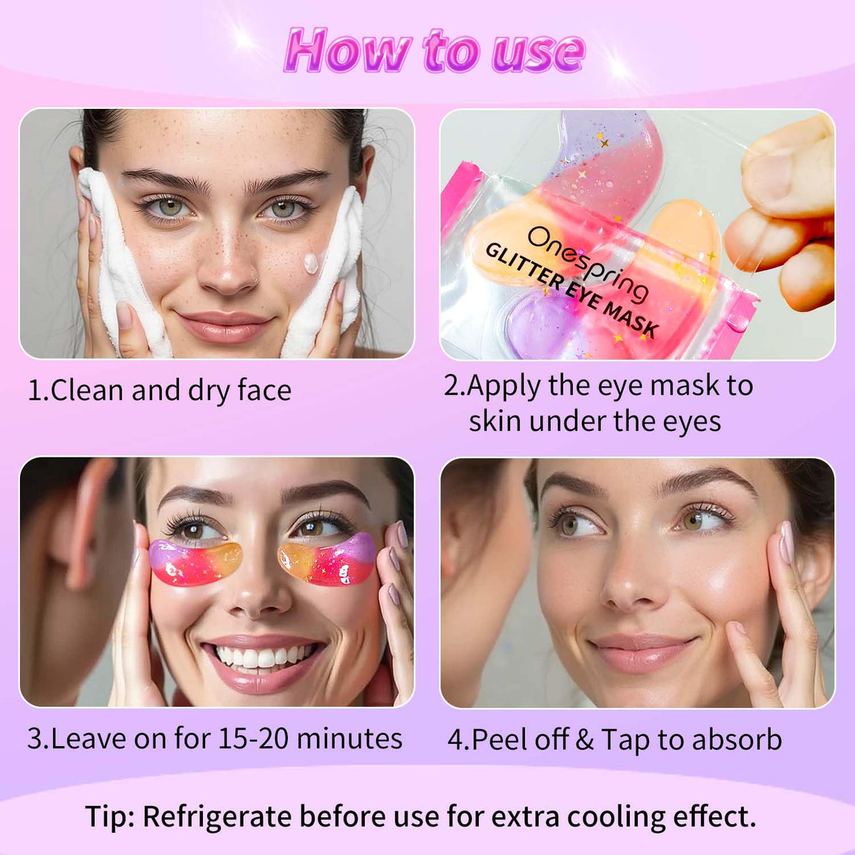 Onespring Eye Masks displayed with skincare products