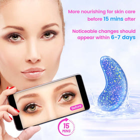 Onespring Eye Masks on a bathroom counter with other skincare products