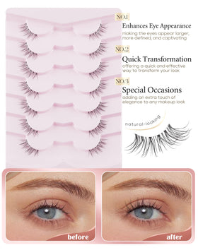 Onlyall Half Eyelashes close-up of natural wispy design