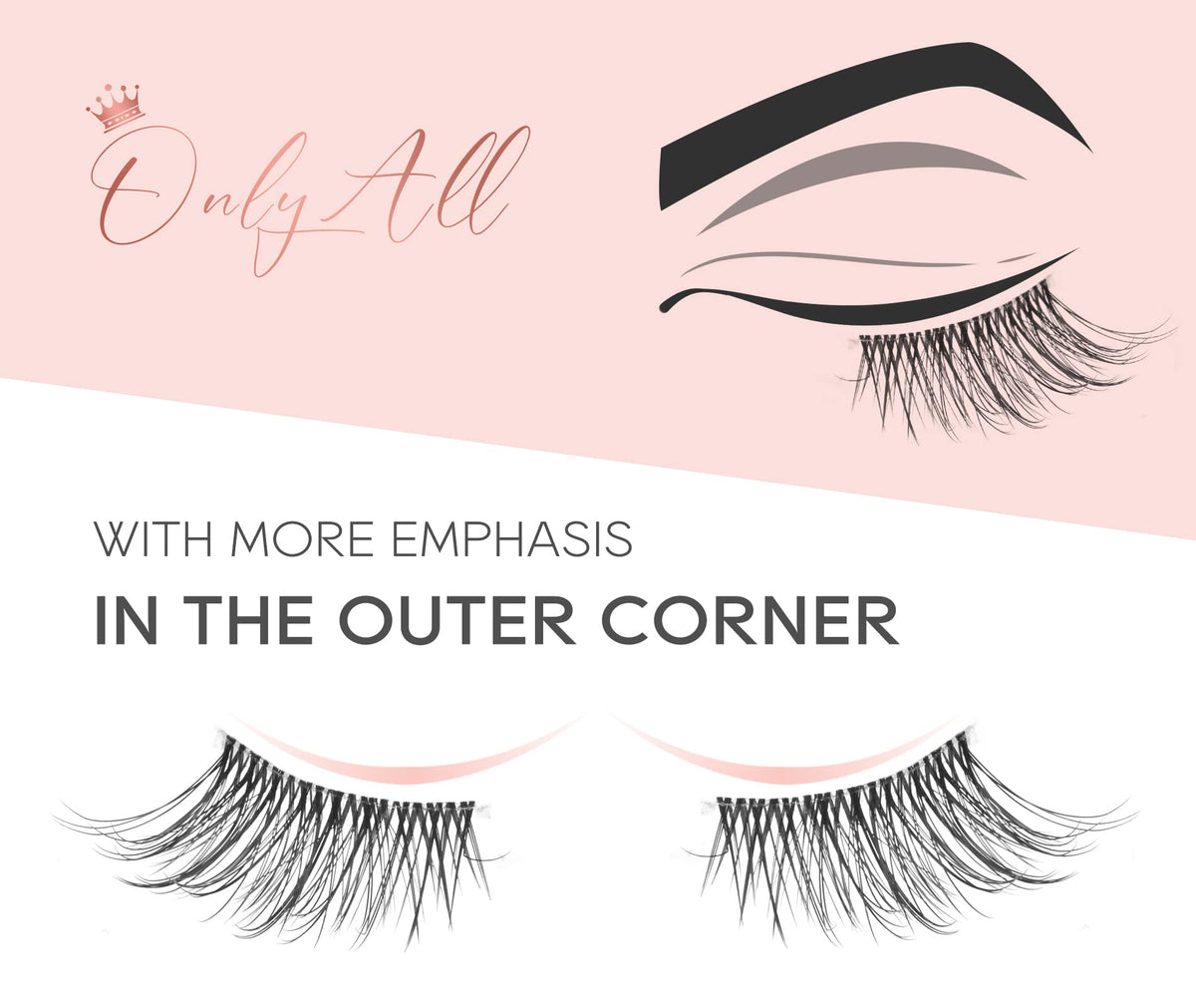 Onlyall Half Eyelashes close-up of wispy ends