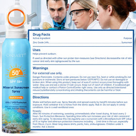 ONSART Mineral Sunscreen Spray SPF 50+ lifestyle image with beach gear