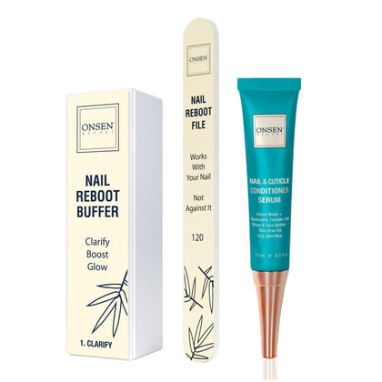 ONSEN Nail File Buffer Sparkle-KIT 1.0 with nail file and cuticle serum