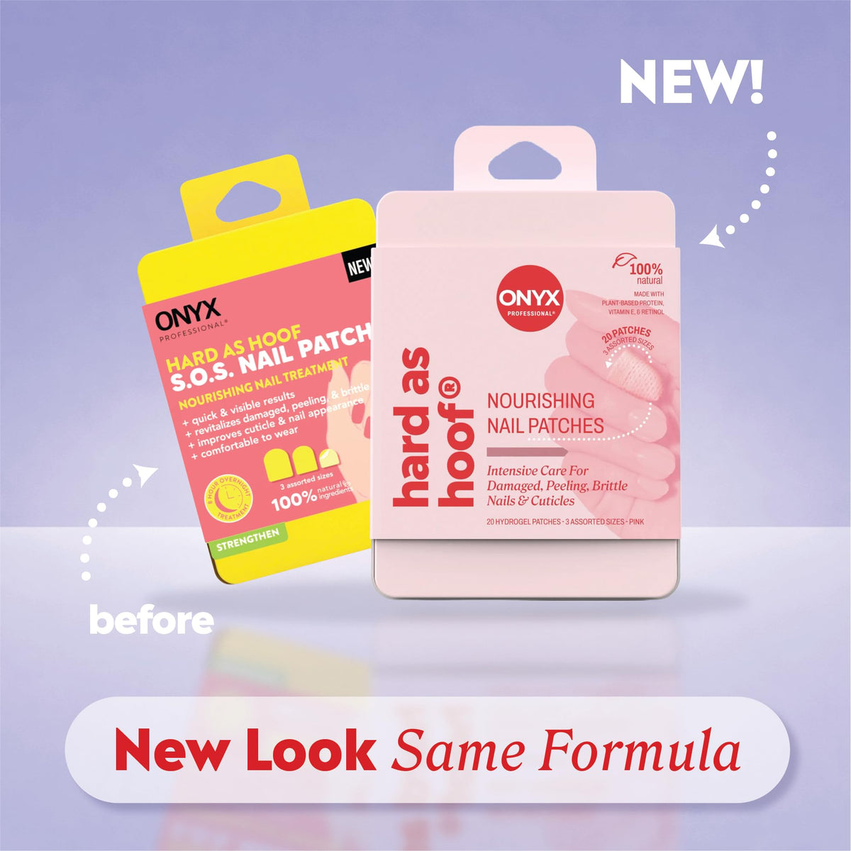 Onyx Professional Hard as Hoof Nail Repair Patches showing three size options