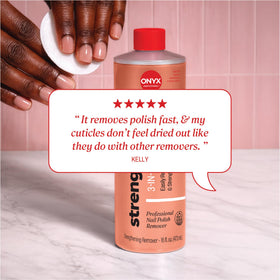 Onyx Professional Nail Polish Remover with ingredients highlighted