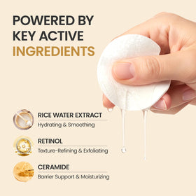 #OOTD Rice Water Toner Pads with ingredients displayed