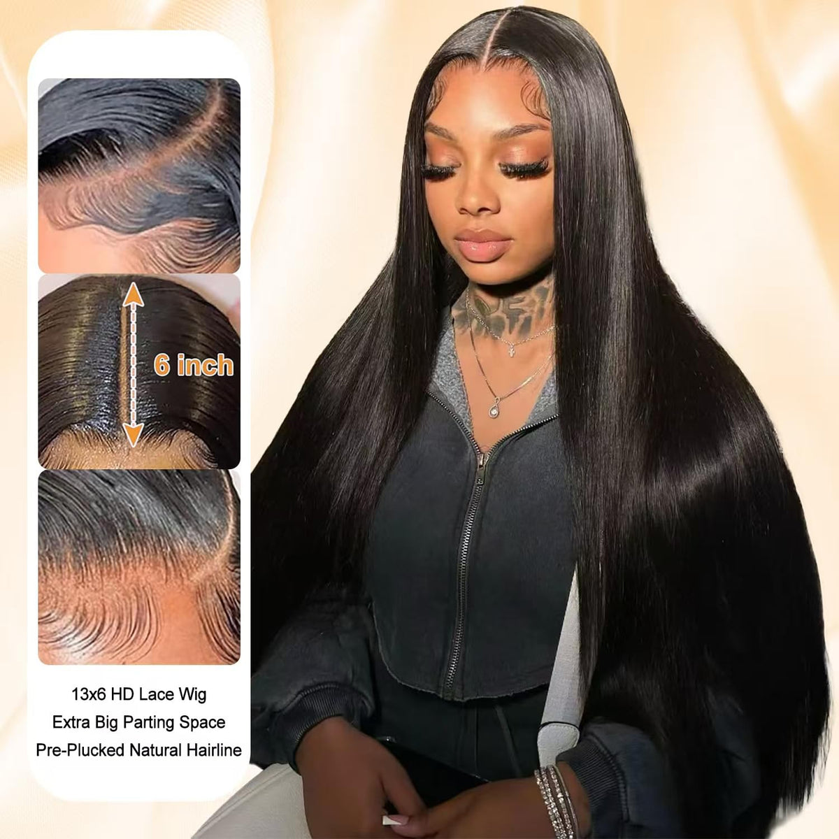 OOVVDA 30 Inch Lace Front Wig human hair back view