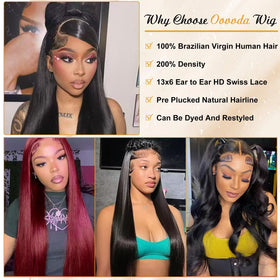 OOVVDA 30 Inch Lace Front Wig human hair close-up of lace