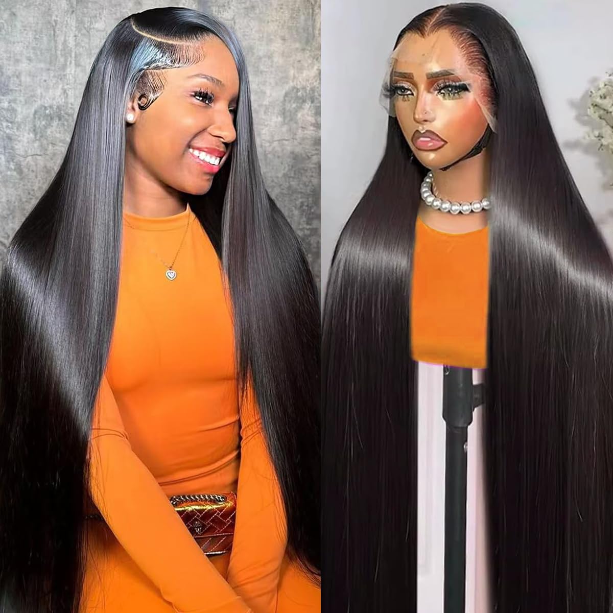 OOVVDA 30 Inch Lace Front Wig human hair front view