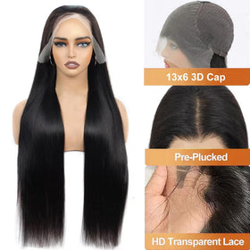 OOVVDA 30 Inch Lace Front Wig human hair styled in a bun