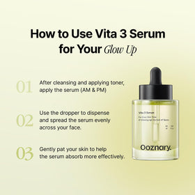 OOZNARY Vita 3 Serum 50ml texture on skin