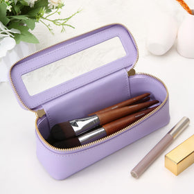 Open Aveniee Clear Makeup Brush Bag showing internal storage