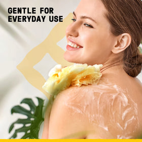 Open bottle of Alaffia Everyday Coconut Body Wash showing liquid