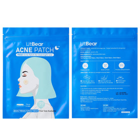 Open box of LitBear Acne Pimple Patches showing contents