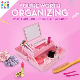 Open Caboodles On-the-Go Girl Cosmetic Case showing spacious interior