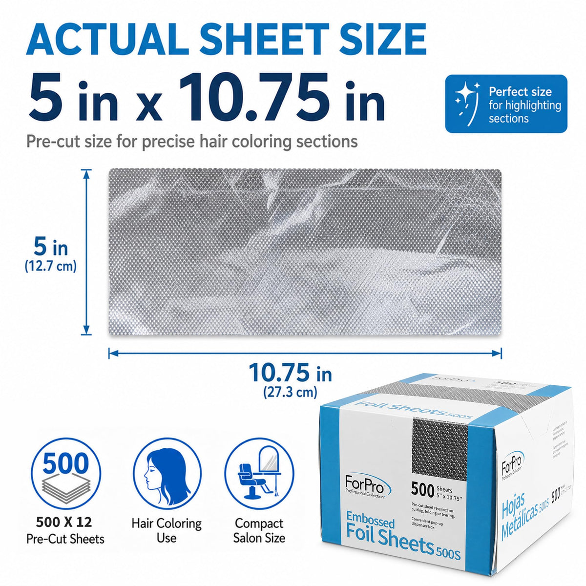 Open ForPro pop-up dispenser showing individual embossed hair foil sheets