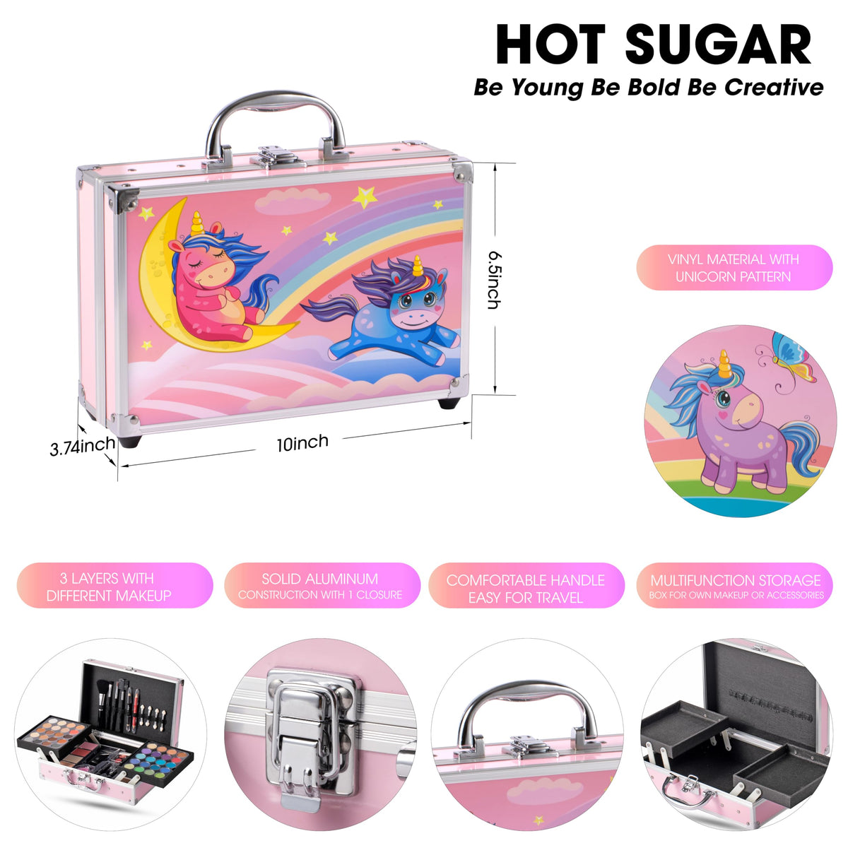 Open Hot Sugar Makeup Kit showcasing 40 eyeshadows and lip products