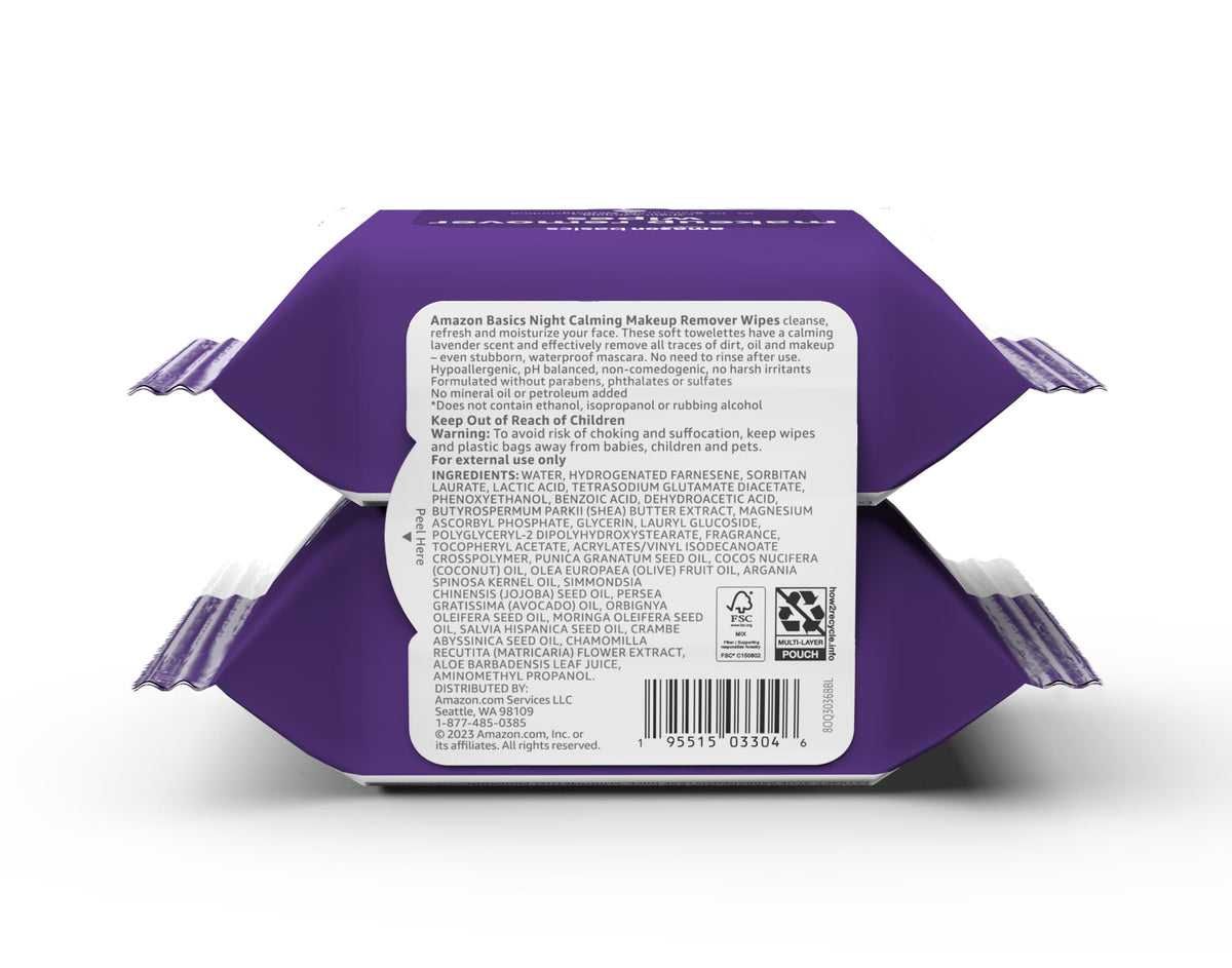 Open pack of Basics Makeup Remover Wipes showing soft towelettes