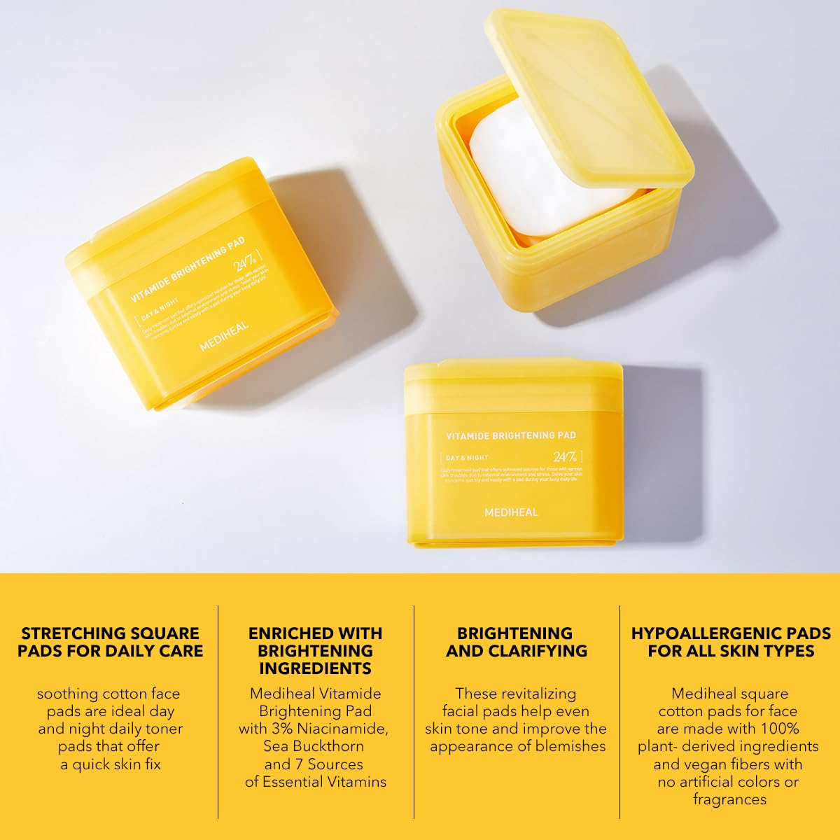 Open pack of MEDIHEAL toner pads with pads partially visible