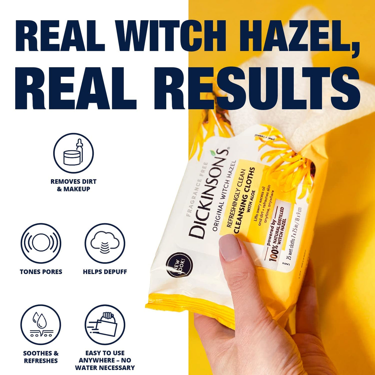 Open package of Dickinson's Witch Hazel Cleansing Cloths