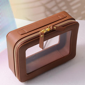 Open SANHECUN toiletry bag showing interior storage compartments