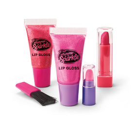 Open SHIMMER 'N SPARKLE Glitter Makeover Studio showing eyeshadow and lip colours