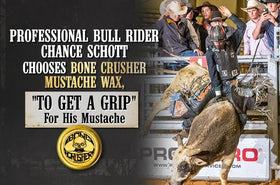 Open tin of Bone Crusher Mustache Wax showing wax texture