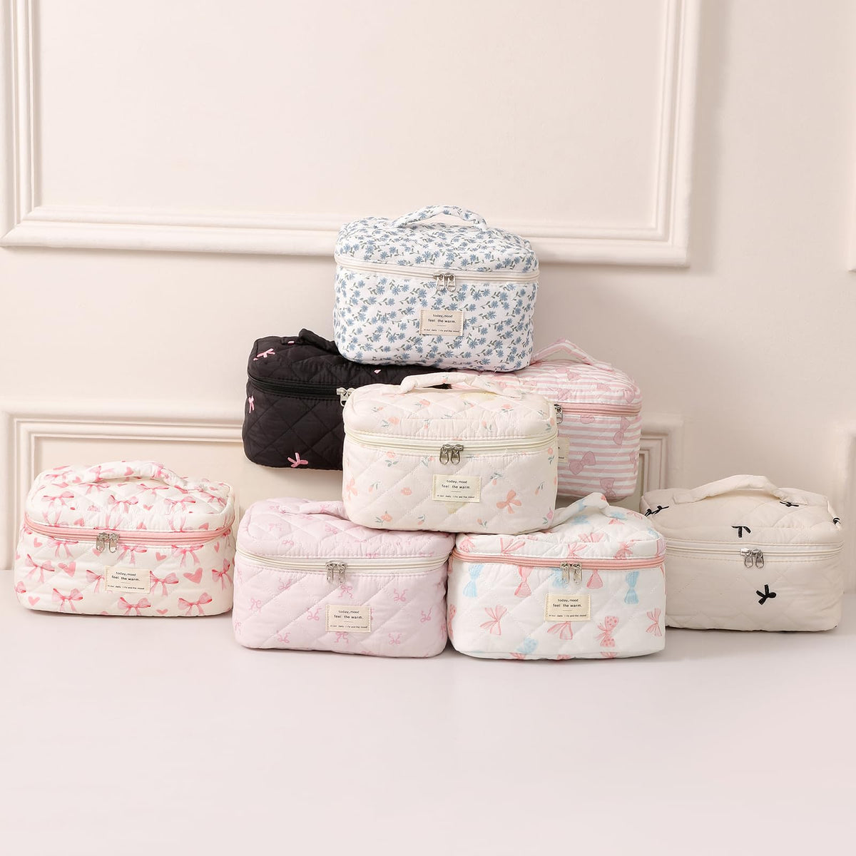 Open view of uekeboag makeup bag showing spacious interior