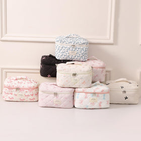 Open view of uekeboag makeup bag showing spacious interior