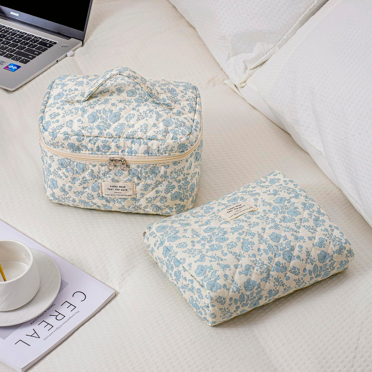 Opened uekeboag makeup bag showing interior space