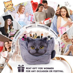 Openhahaha Cat Cosmetic Bag 3D cat head design