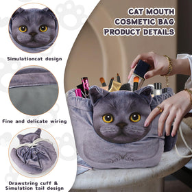 Openhahaha Cat Cosmetic Bag spacious interior with cosmetics