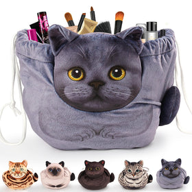 Openhahaha Cat Drawstring Makeup Bag front view