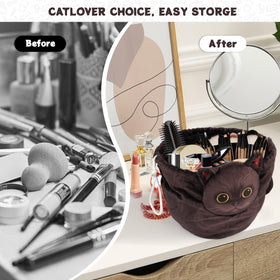 Openhahaha Cat Makeup Bag displayed on a dressing table
