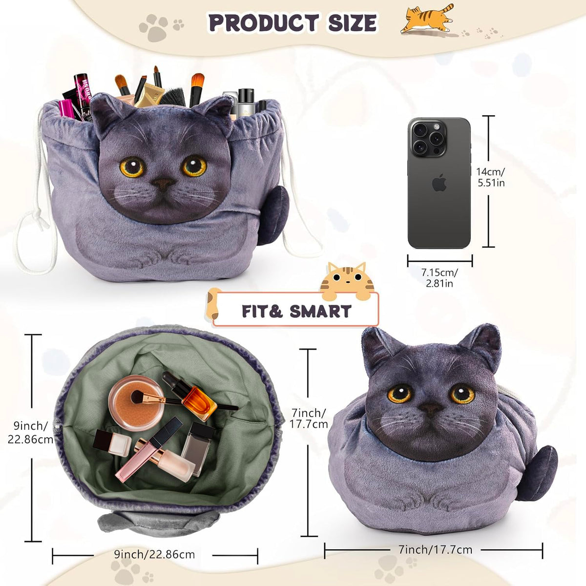 Openhahaha Cat Makeup Bag in use at home