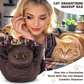 Openhahaha Cat Makeup Bag showing drawstring closure