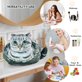 Openhahaha Cat Shaped Makeup Bag with small toys inside